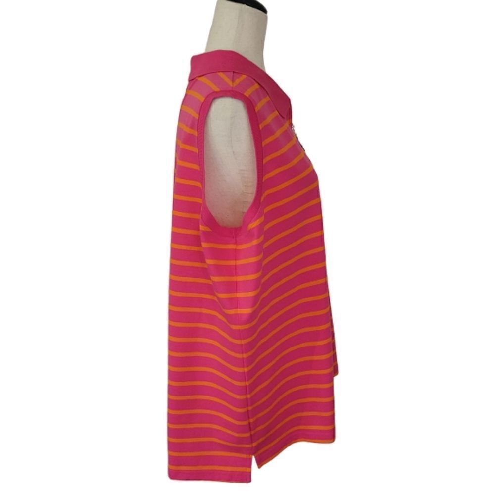 Tommy Hilfiger Pink Striped  Sleeveless Zip Polo Shirt Size 1X NWOT - Picture 3 of 8